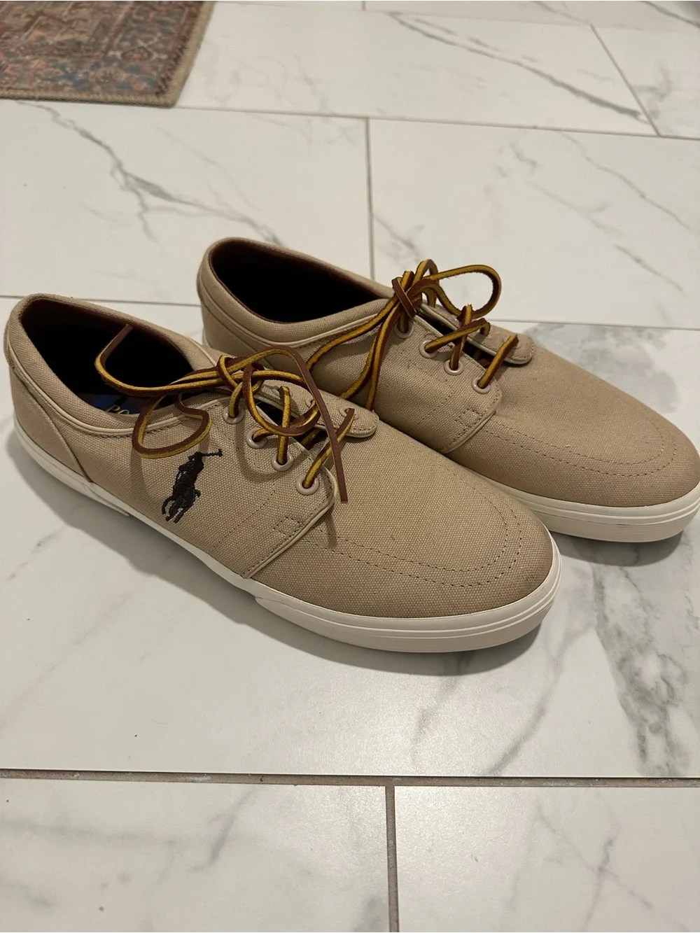Polo by Ralph Lauren Beige Canvas Boat Shoes